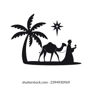 wise man with camel vector isolated