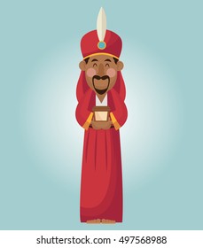 Wise man cartoon with gift design 