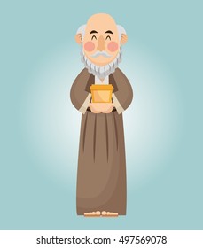Wise man cartoon with gift design 