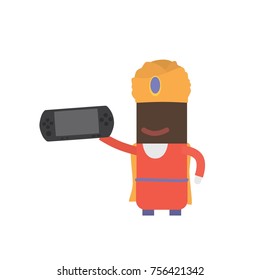 Wise man with a console, vector illustration design. Three wise men collection.