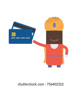 Wise man with a credit card, vector illustration design. Three wise men collection.