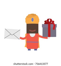 Wise man with a gift and a letter, vector illustration design. Three wise men collection.