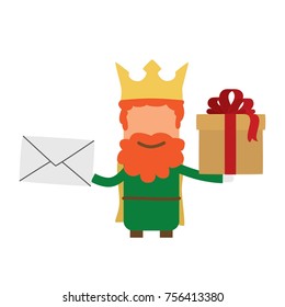 Wise man with a gift and a letter, vector illustration design. Three wise men collection.