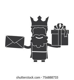 Wise man with a gift and a letter, vector illustration design. Three wise men collection.