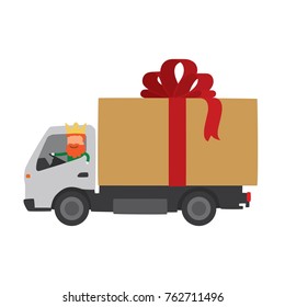 Wise man on a truck, vector illustration design. Three wise men collection.
