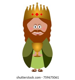 Wise man with a present for Jesus, Vector illustration