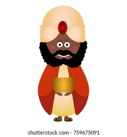 Wise man with a present for Jesus, Vector illustration