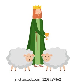 wise man with sheeps manger characters