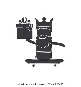 Wise man skating carrying a gift, vector illustration design. Three wise men collection.