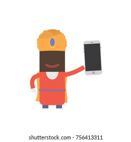 Wise man with a smartphone, vector illustration design. Three wise men collection.