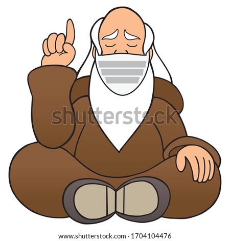 A wise man wearing a protective face mask is dispensing wisdom