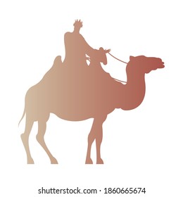 wise men in camel silhouette character vector illustration design