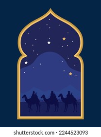 wise men in camels frame