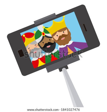 The wise men of the east making a selfie. Isolated vector