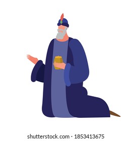 hombres sabios con diseño de ilustración vectorial del personaje del mango de regalo