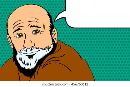 Wise old man expresses his thoughts. Style Pop Art