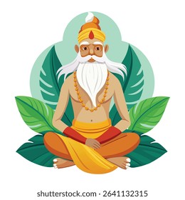 Wise Old Man in Meditation A Spiritual Illustration