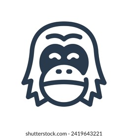 Wise Orangutan Amidst Jungle Canopy Vector Icon Illustration