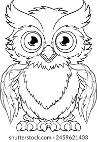 A wise owl bird cartoon cute friendly character. 