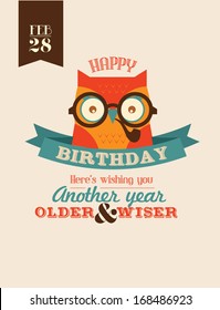 wise as owl birthday greeting template vector/illustration