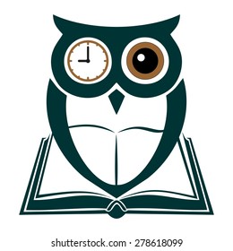 wise owl with book