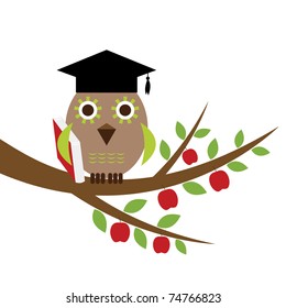 Wise owl with a book