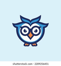 Wise Owl character mascot logo branding, for teaching, learning app or service. Clean vector illustration design.