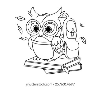 Wise Owl. Cute Bird Teacher. Cartoon Character. Teaching at School. Vector Illustration