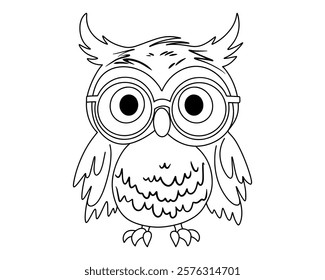 Wise Owl. Cute Bird Teacher. Cartoon Character. Teaching at School. Vector Illustration