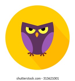 wise owl , flat design with long shadow