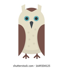 Wise owl flat icon. Vector wise owl in flat style isolated on white background. Element for web, game and advertising