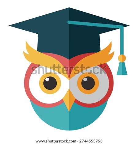 Wise owl with graduation cap cartoon illustration