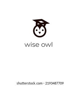 Wise Owl Icon Concept For Online Education Isolated Om White Background