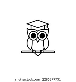 Wise owl logo line black icon vector image.