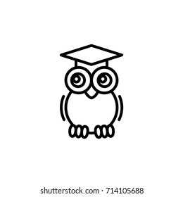 wise owl logo line black icon
