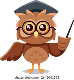 Wise owl with pointer vector illustration