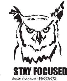 Wise owl - sketch. Stay focused. Owl proverb.