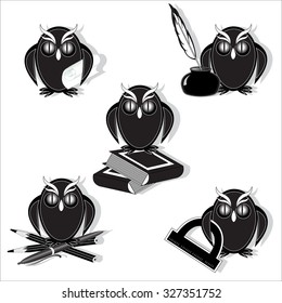 Wise owl. Symbol of mind and training. Vector illustration.