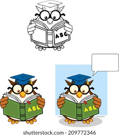 Wise Owl Teacher Cartoon Mascot Character 5. Vector Collection Set