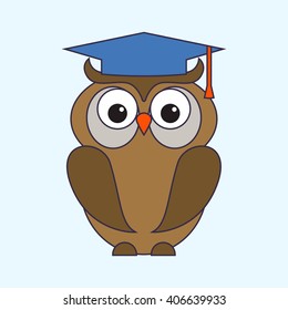 Wise owl. University, school graduation concept. Vector illustration