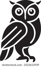 Wise Owl Vector Silhouette Owl Illustration Owl Art Hand Drawn Line Art