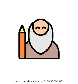 Wise, pen icon. Simple color with outline vector elements of knowledge icons for ui and ux, website or mobile application