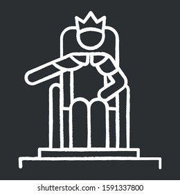 Wise Ruling Solomon Bible story chalk icon. Jerusalem king sitting on throne. Religious legend. Christian religion, holy book scene plot. Biblical narrative. Isolated vector chalkboard illustration