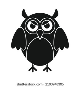 Wise sad owl black simple silhouette vector icon