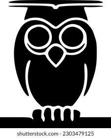 wise scholar owl black simple silhouette vector icon