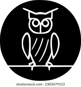 wise scholar owl black simple silhouette vector icon