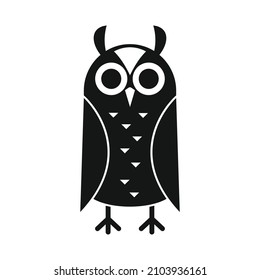 Wise scientific owl black simple silhouette vector icon