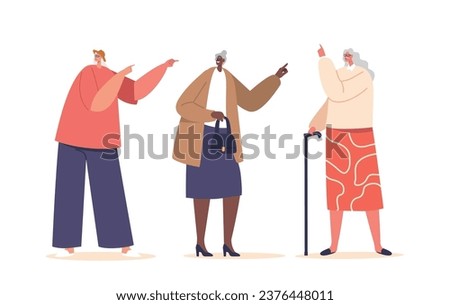 Wise Senior Female Characters Pointing Gestures, Sharing A Wealth Of Knowledge. Their Experienced Fingers Guide