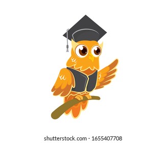 Wise and Smart Owl with Cartoon Style