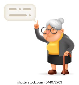 Wise Teacher Guidance Granny Old Lady Character Cartoon Vector illustration